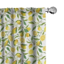 Ambesonne Kitchen Curtains, Exotic Delicious Garden, Pair of 28"x63", Fern Green Yellow White