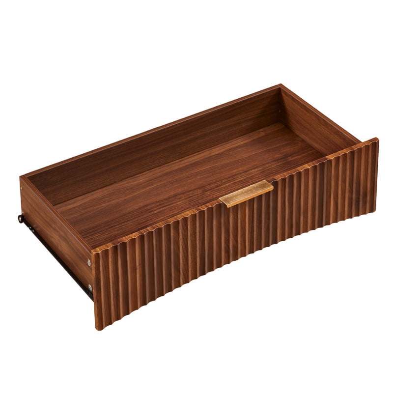 Fluted 3 Drawer Nightstand with Metal Handles,Wood Dresser Chest,Storage Cabinet for Bedroom, Living Room,Walnut