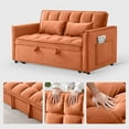 thumbnail image 5 of AISWORD 3 in 1 Convertible Sleeper Sofa Bed for Living Room, 55" Velvet Pull Out Couch, Space-Saving Loveseat with Adjustable Back, Side Pocket and 2 Pillows, Orange, 5 of 6
