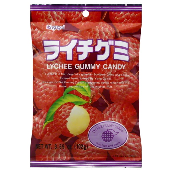 Kasugai Gummy Litchi Fresh and Juicy Candies, 4.41 oz
