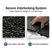 FlooringInc Nitro Garage Floor Tiles, Diamond Pattern, Interlocking, Black, 12x12, 1 pack, 1 sq/ft