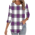 thumbnail image 7 of Neewe Womens Tops 3/4 Sleeve Shirts Round Neck Loose Casual Blouses Print Tshirts, 7 of 7