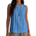 thumbnail image 4 of ZVNAH Camisole à devant Plissé pour Femme, Blouse Décontractée Sans Manches à Col Rond et Coupe Ample, P-2TG, 4 of 6