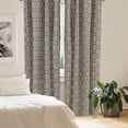 thumbnail image 3 of Ambesonne Vintage Window Curtains, Delicate Little Florets, Each 28" W x 63" L, Dark Blue Orange, 3 of 5