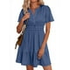 thumbnail image 1 of Vestido simple de mezclilla de verano casual de manga corta para mujer, 1 of 7