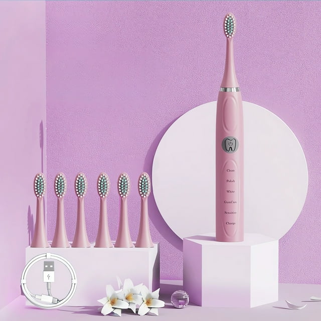 Dvkptbk Brosse à Dents Électrique à Poils Souples Rechargeable pour Adultes