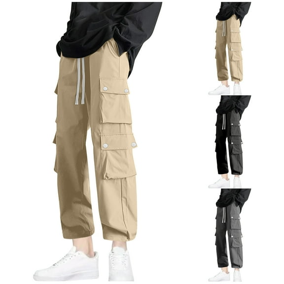 KeShDi Cargo Pants Men Pants Clearance $10 Men's Cargo Sweatpants Men's Loose High Elasticity Multi Pocket Straight Leg Work Pants Gray S