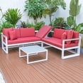 thumbnail image 6 of LeisureMod Chelsea White Sectional With Adjustable Headrest & Coffee Table With Cushions, 6 of 15