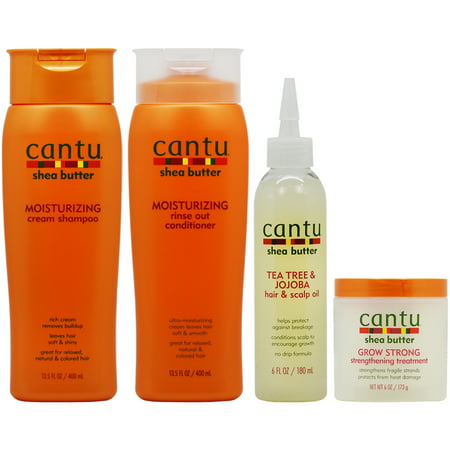 Cantu Shea Butter Moisturizing Shampoo + Conditioner + Hair & Scalp Oil + Grow Strong