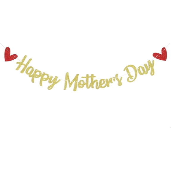 Happy Mother's Day Banner - Mother's Day Decorations, Best Mom Ever Decor, Mothers Day Hanging Decorations Mother Day Party Supplies Gold Glitter