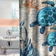 thumbnail image 3 of Juego de cortinas de ducha de tela con temática de playa de tortuga verde de gasa, baño azul marino con ganchos y presillas, 72 x 72 pulgadas, cian, 3 of 4