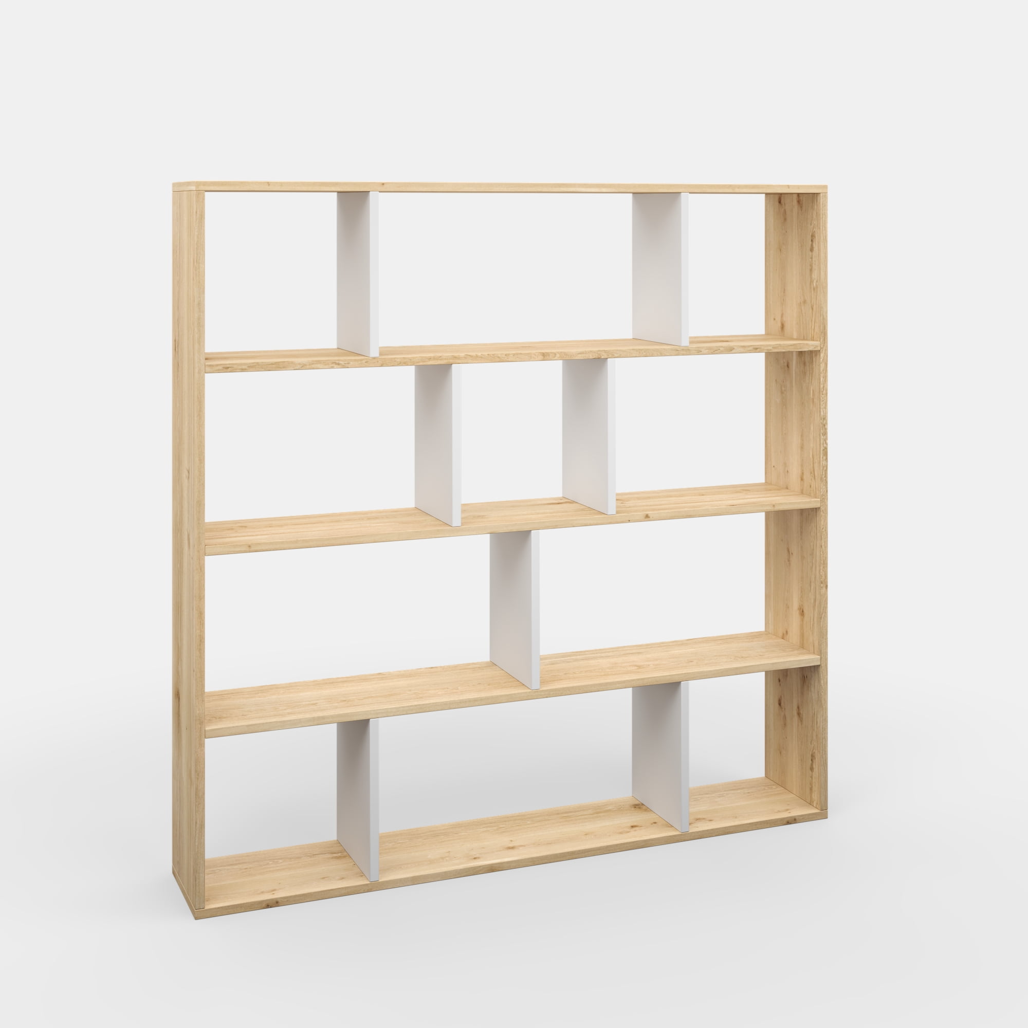 Ada Home Decor Hobdi 4 Tier Open Shelf Cube Modern Bookcase, Oak/White
