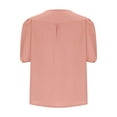 thumbnail image 6 of Stylish Olyvenn Womens Puff Half Sleeve Summer Tunic Tops Casual Chest Pleated Shirts V Neck Work Blouse for Women Dressy Pink S, 6 of 8