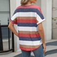thumbnail image 4 of ZyeKqe Womens Summer T Shirts Short Sleeve Shirts Casual V Neck Top Striped Loose Fitted, 4 of 8