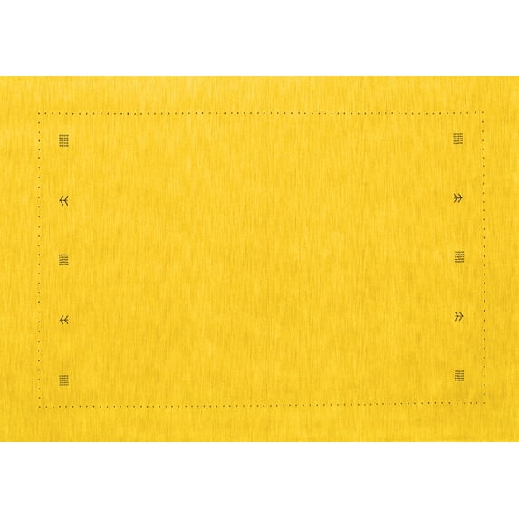 Ahgly Company Machine Washable Indoor Rectangle Solid Yellow Modern Area Rugs, 2' x 4'