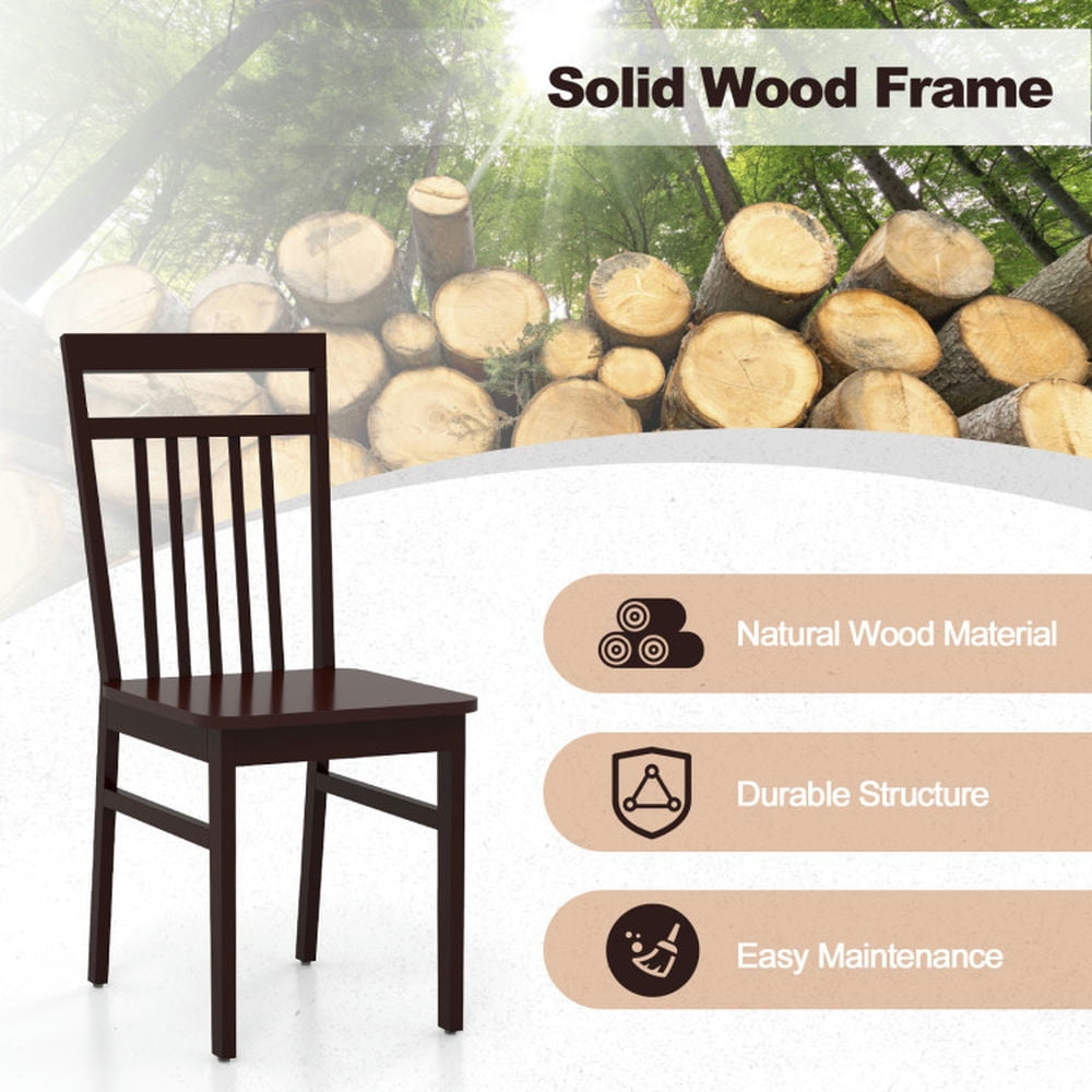 Demi Bonn Set of 2 Farmhouse Dining Chair with Slanted High Backrest for Dining Room Living Room, Brown