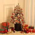 thumbnail image 2 of Árbol de Navidad Artificial 90cm con ramas nevadas, luces LED blancas cálidas y bayas rojas, maceta cuadrada grueso – Decoración navideña para hogar, entrada o dormitorio – 3ft Frost Light Tree, 2 of 7