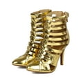 thumbnail image 5 of Paris-02 New Women Metallic PU Strappy Pointy Toe Stiletto Heel Ankle Bootie, 5 of 5