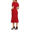 thumbnail image 3 of INSPIRE CHIC Business Elegant Dresses for Women's Sweetheart Neck Puff Short Sleeve Mermaid Midi Dress M Red, 3 of 6