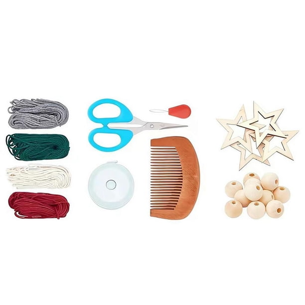Ruifaya Árbol de Navidad de macramé, bolsa de material tejido a mano, árbol de Navidad de macramé para principiantes, adornos para adultos, kit para colgar en la pared, adorno para suministros de br