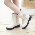 thumbnail image 2 of WXFAZCVU Girls Boots Bow Shaped Side Zipper Platform Leather Boots Versatile Daily School Size 10, 2 of 5