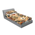 thumbnail image 2 of Ambesonne Trippy Fitted Sheet & Pillow Sham Set, Bohemian Huddles of Clouds, Twin, Pale Brown Petrol Blue, 2 of 2