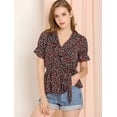 thumbnail image 3 of INSPIRE CHIC Women's Sweet Fruit Crossover V Neck Short Sleeves Ruffle Wrap Blouse, 3 of 4