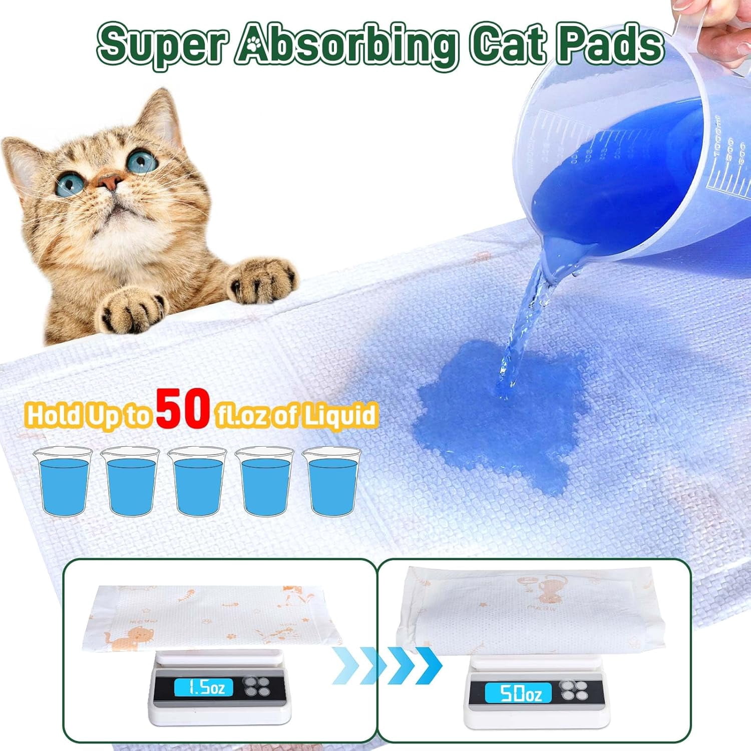 JJEAN-Litter Pads Compatible with Breeze Litter Box System, 25ct Super Absorbent Pee Pads for Cats, Odor Control Cat Pads Refills 16.9 X 11.7 Inch, Unscented