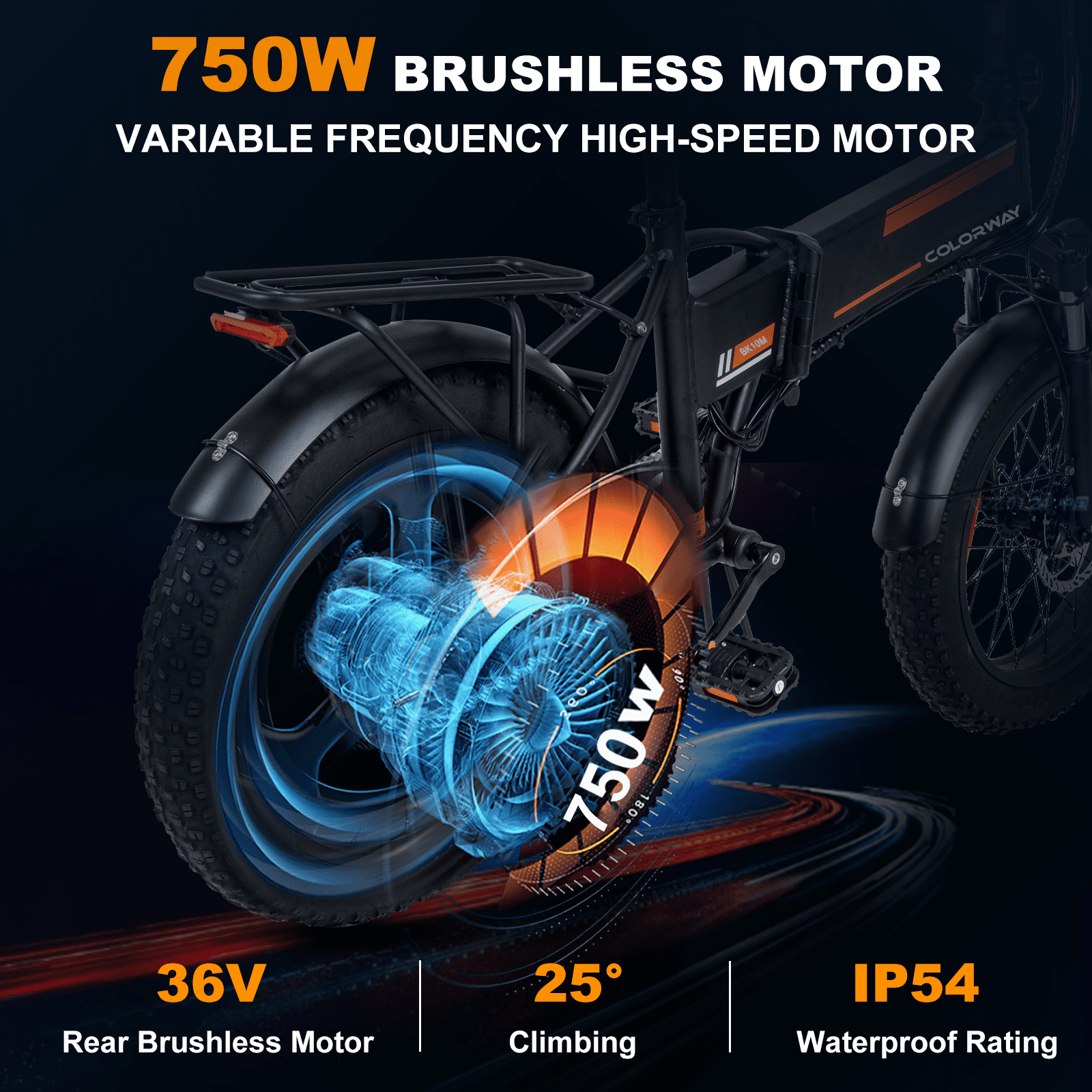 COLORWAY 750W Electric Bike for Adults , 20X4.0" Electric Bicycles with 36V/12AH Removable Battery E Bikes UL2849