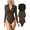 Black,darkbrow, variant on Women's 2 Piece Bodysuits Sexy Ribbed One Piece Zip Front Long Sleeve Tops Bodysuits