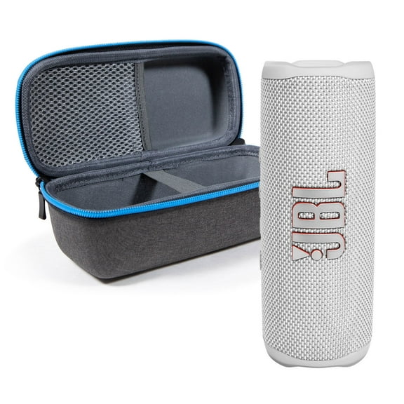 JBL Flip 6 White Portable Bluetooth Speaker and divvi! Case Bundle