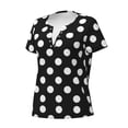 thumbnail image 3 of Wukai Black and White Polka Dot Casual V-Neck Graphic Tees for Women: Lightweight and Breathable Summer Tops with Stylish Design-Large, 3 of 8