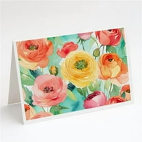Ranunculus in Watercolor Greeting Cards and Envelopes Pack of 8 7 in x 5 in