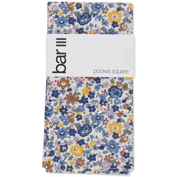 Bar III Men’s Ansley Floral Pocket Square, Navy