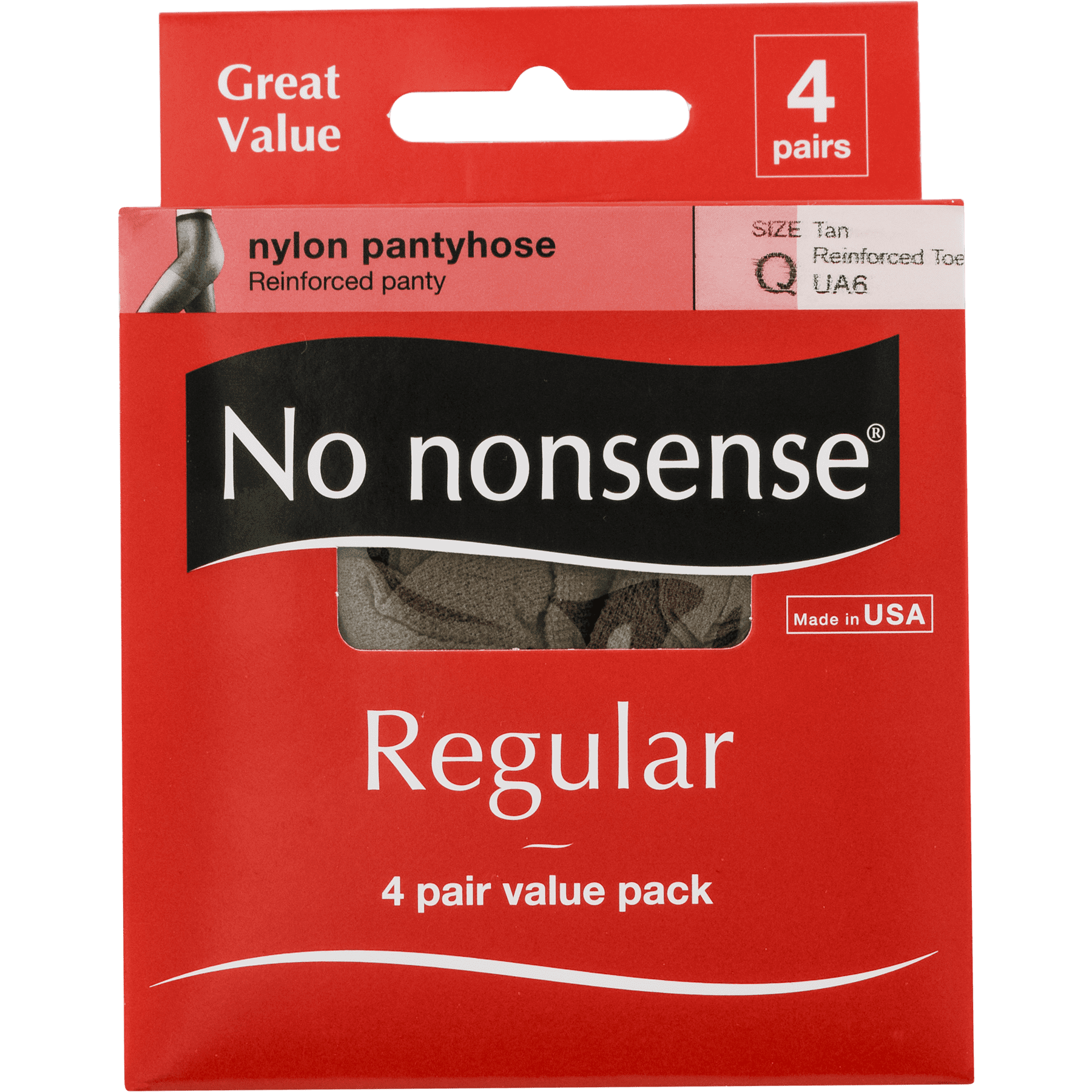 No nonsense Women's Regular Pantyhose 4 Pair Value Pack Tan Plus