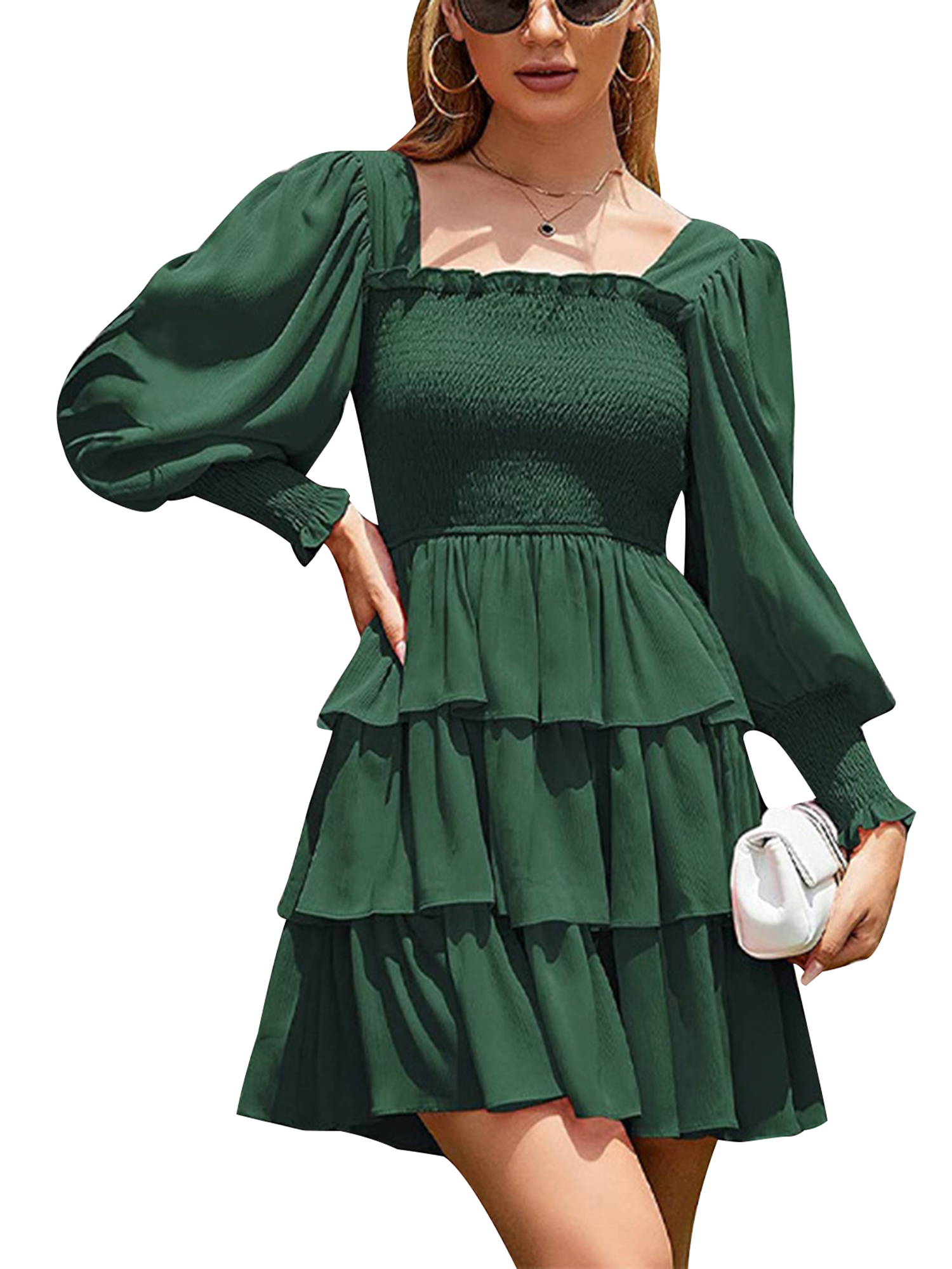 JBEELATE Floral Long Puff Sleeve Boho 