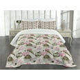 thumbnail image 3 of Ambesonne Ice Cream Quilted Bedspread Set 3 Pcs, Grunge Cupcakes, King Size, Army Green Pale Pink, 3 of 5