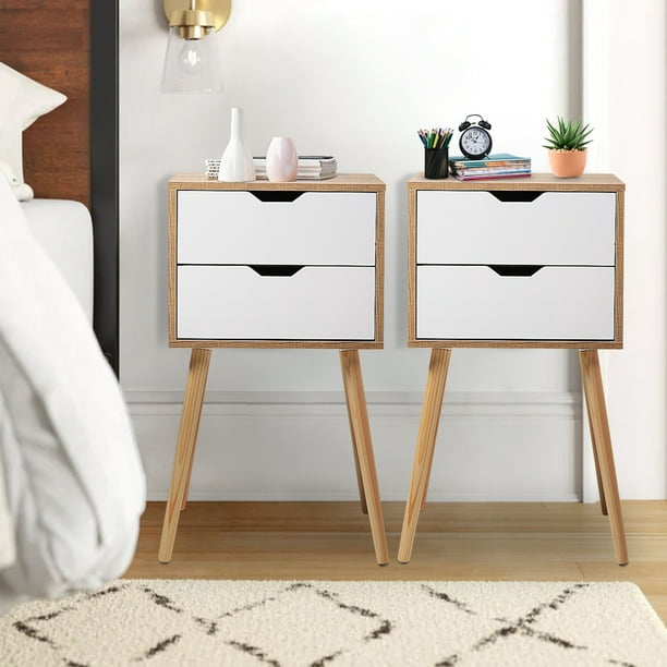 handboeien Elementair Dagelijks SYNGAR End Table Set of 2, Modern Small Bed Side Table Nightstand with 2  Drawers, Bedside Table for Bedroom, White, LJ173 - Walmart.com