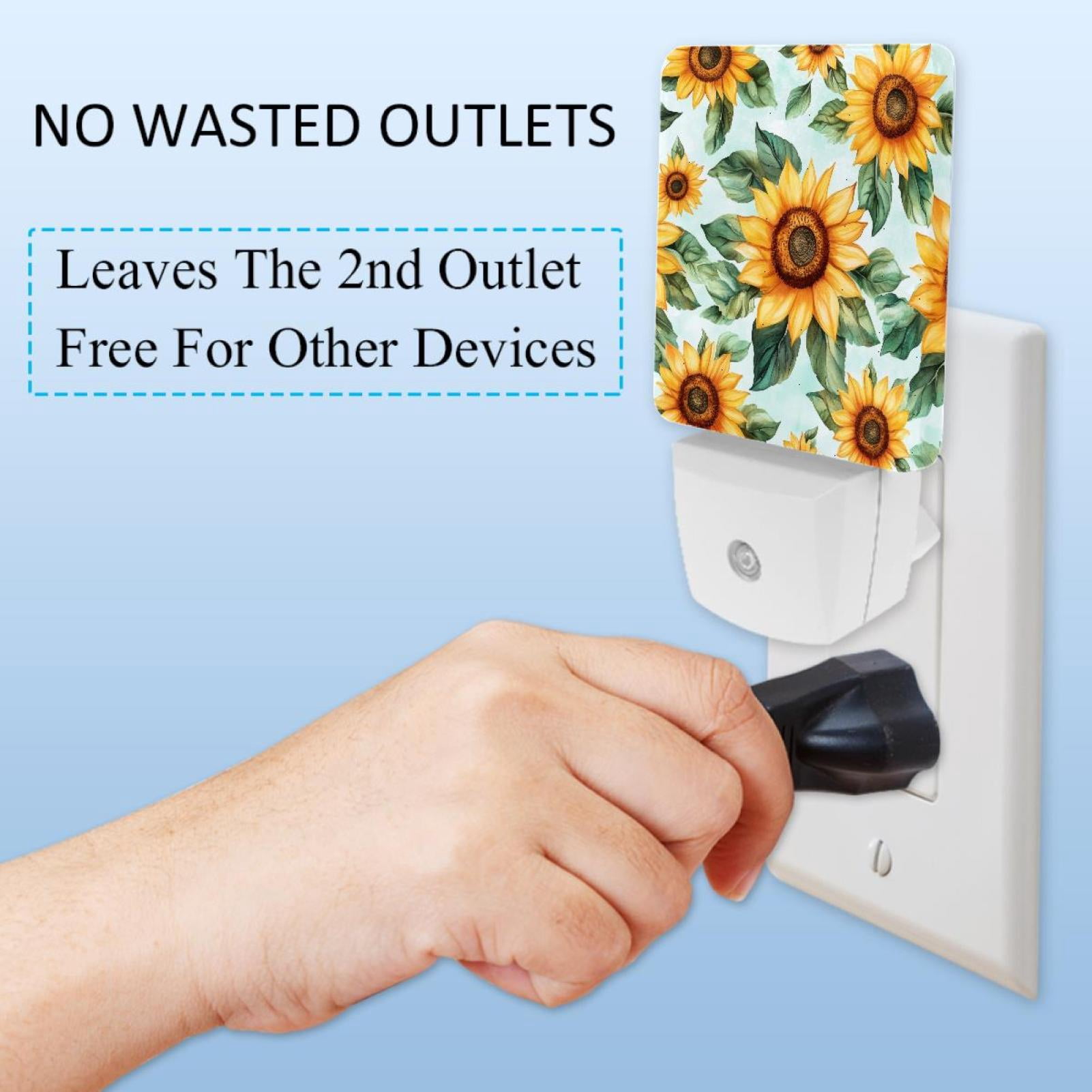 PhooArto Floral Sunflowers Pattern Plug in LED Night Light Auto Sensor Dusk to Dawn Decorative Night for Bedroom, Bathroom, Kitchen, Hallway, Stairs, Baby's Room, Energy Saving