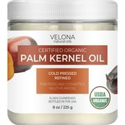 Velona USDA Certified Organic Palm Kernel Oil - 8 oz | 100% Pure and Natural Carrier Oil | Refined, Cold Pressed | Face, Hair, Body & Skin Care | Use Today - Enjoy Results