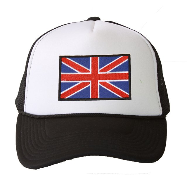 Trucker Malla Snapback Hat, Reino Unido Patch 3D Bordado Black Gravity Threads Sombrero del camionero