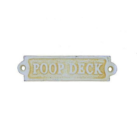 White Cast Iron Wall Decor - Antique White Cast Iron Poop Deck Sign 6