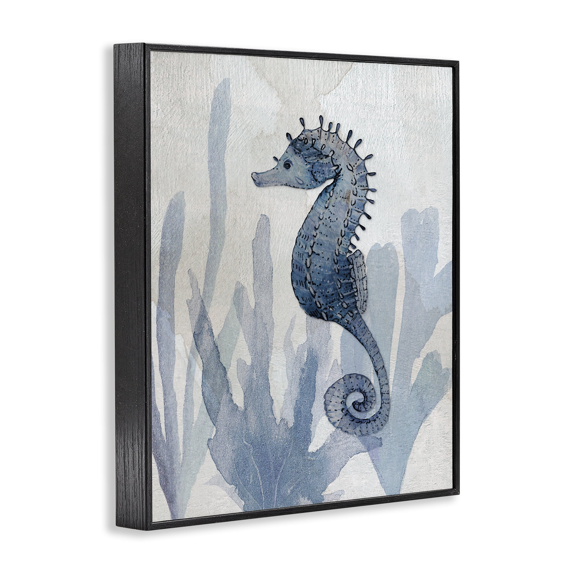 Stupell Industries Organic Seaweed & Seahorse Black Framed Giclee Art, design by Susan Jill