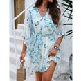 thumbnail image 3 of YNIQUE Women's Fashion Casual Loose V-Neck Half-Sleeved Floral Print Dress, 3 of 7