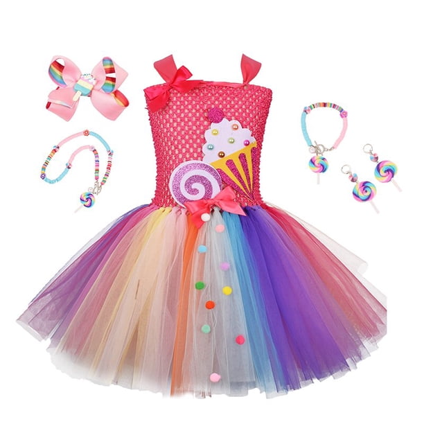 Purim - Vestido de tutú de princesa de tul para niñas, vestido de fiesta de cumpleaños, color caramelo del arco iris, para niños de 0 a 12 años zhangyuxiang unisex