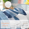 thumbnail image 2 of 3 Piece Blue Ombre Stripe Duvet Cover Set Full Size,Microfiber Comforter/Quilt Cover with Corner Ties and 2 Pillowcases,Farmhouse Striped Modern Abstract Art All Season Bedding with Zipper Closure, 2 of 8