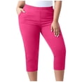 thumbnail image 4 of MLQIDK Hot Pink Plus Size Yoga Capri Pants for Women Plus Size Yoga Capri Pants Elastic Waist Knee Length Pedal Pushers Dressy Casual Pedal Pushers with Pockets Hot Pink L, 4 of 6