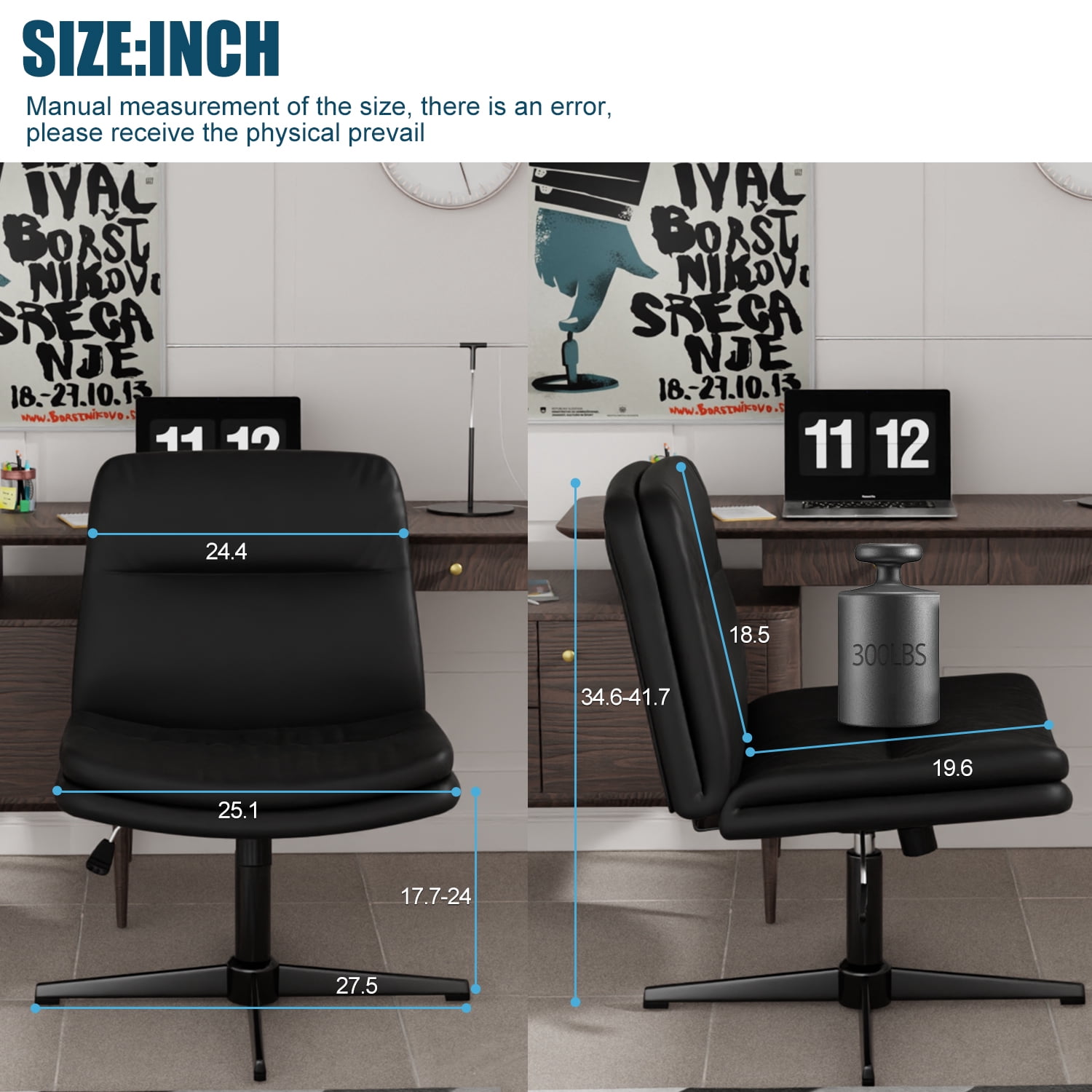 Cross Legged Office Chair,Armless Comfy Criss Cross Chair Wide Seat Ergonomic Home Office Desk Chair No Wheels Swivel Home Office Desk Computer Chair for Vanity Home Office Bedroom,Milky White
