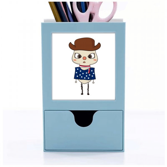 America Country Flag Cowboy Flag UU Desk Supplies Organizer Pen Holder Card