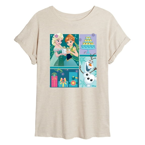 Disney Frozen - Elsa, Olaf & Anna Birthday Celebration - Women's Oversized T-Shirt